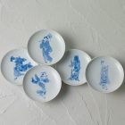 Ukiyo Cats Small Plate Set: 5 Pieces (Designed by Yo Okada; Hasami-Yaki)
